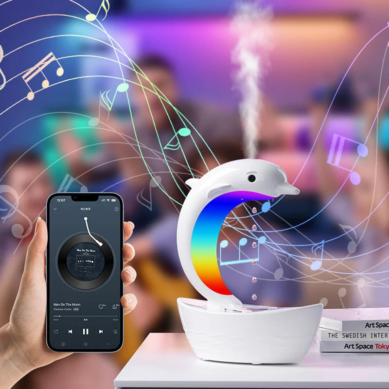 Dolphin Anti Gravity Water Droplet Humidifier Bluetooth Speaker, Light Tone Humidifier