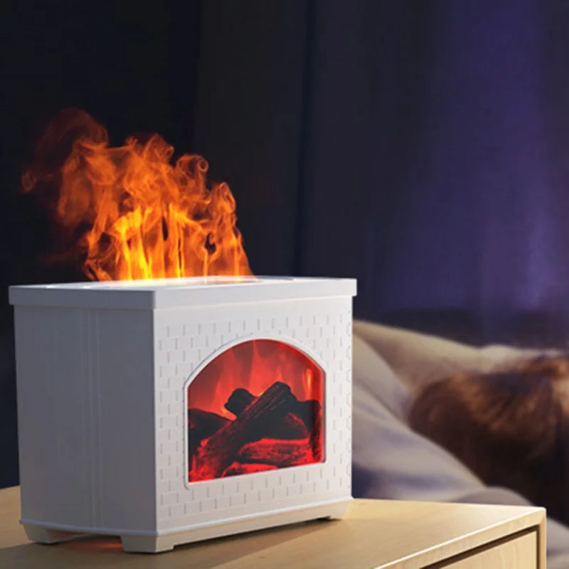 Fireplace Air Humidifier Flame Effect Electric Aroma Diffuser